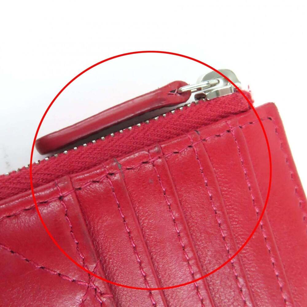 CHANEL Red Lambskin Leather Logo Wallet - Picture 10 of 11